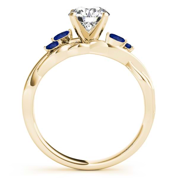 Twisted Round Blue Sapphires & Moissanite Engagement Ring 18k Yellow Gold (1.00ct)