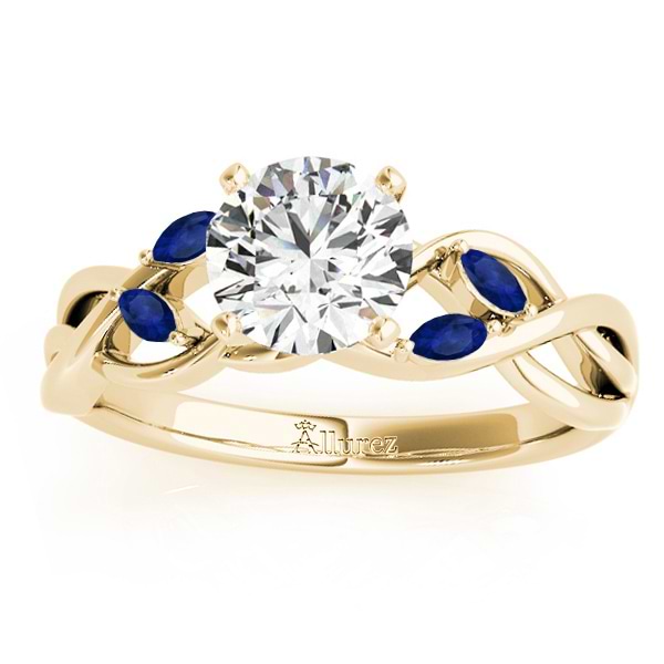 Blue Sapphire Marquise Vine Leaf Engagement Ring 18k Yellow Gold (0.20ct)