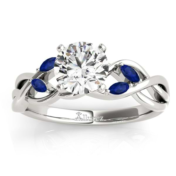 Blue Sapphire Marquise Vine Leaf Engagement Ring Palladium (0.20ct)