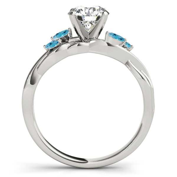 Blue Topaz Marquise Vine Leaf Engagement Ring 18k White Gold (0.20ct)