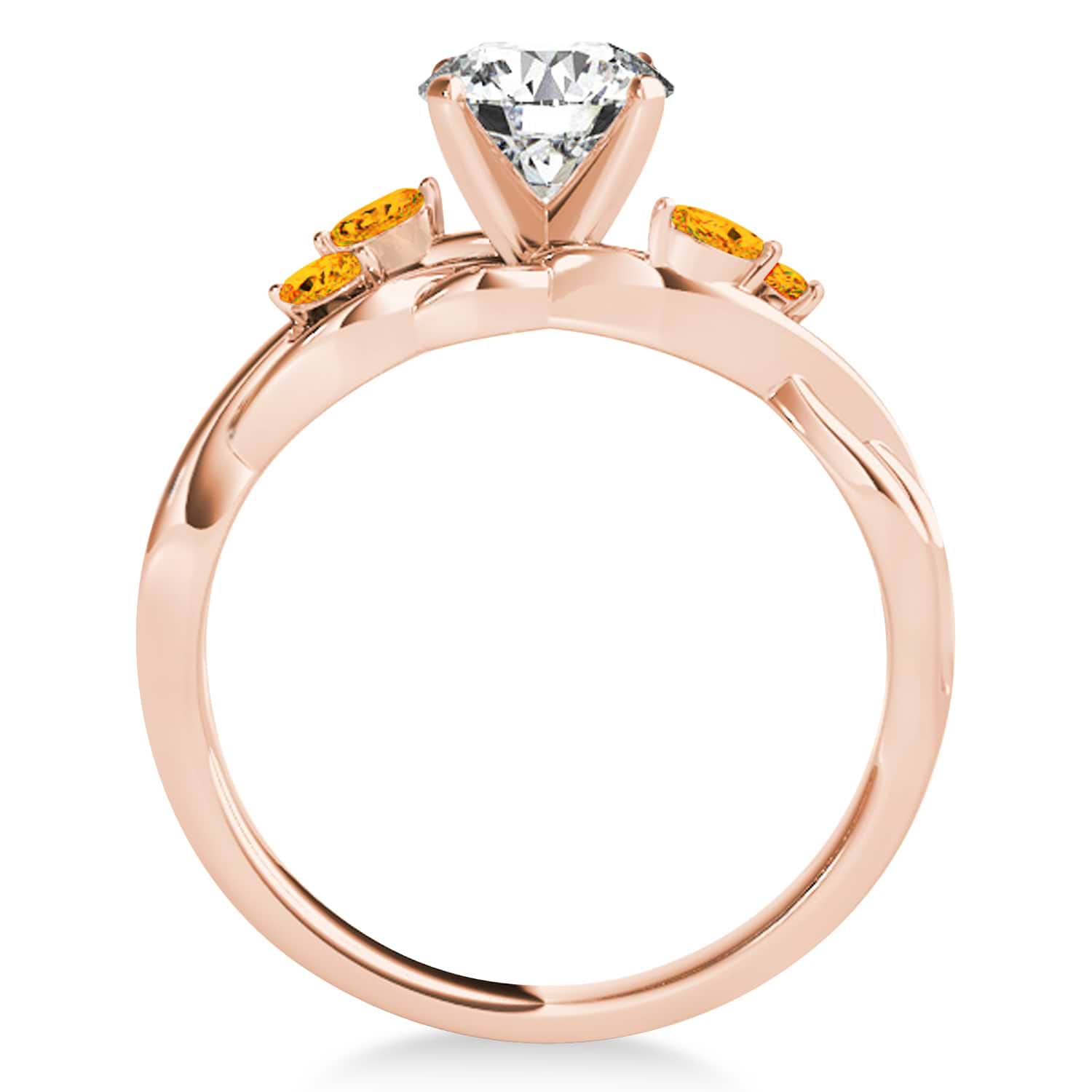 Citrine Marquise Vine Leaf Engagement Ring 14k Rose Gold (0.20ct)