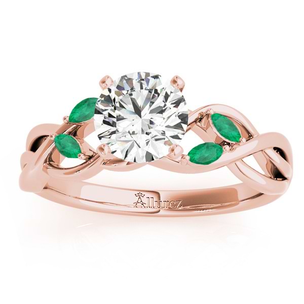 Emerald Marquise Vine Leaf Engagement Ring 18k Rose Gold (0.20ct)
