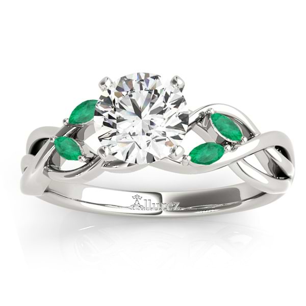 Emerald Marquise Vine Leaf Engagement Ring Palladium (0.20ct)