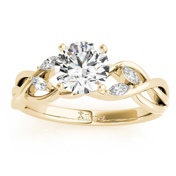 Lab Grown Diamond Marquise Vine Leaf Engagement Ring Setting 14k Yellow Gold (0.20ct)