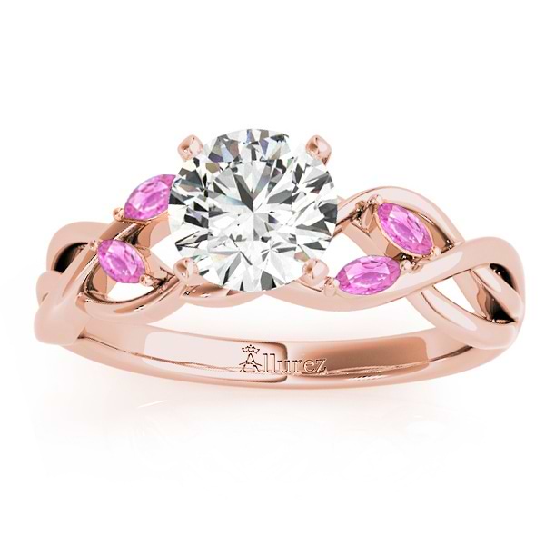 Pink Sapphire Marquise Vine Leaf Engagement Ring 14k Rose Gold (0.20ct)