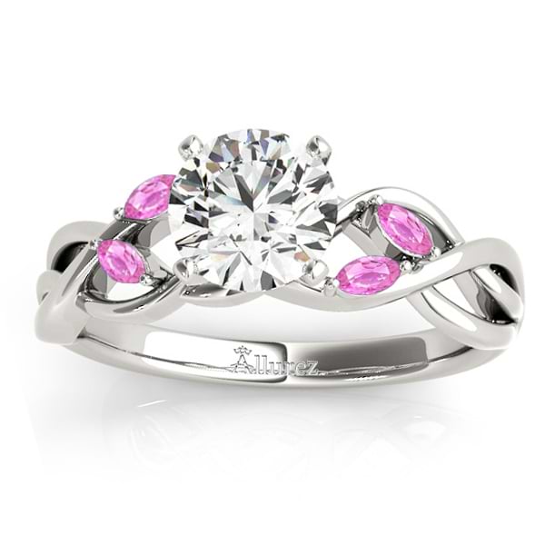 Pink Sapphire Marquise Vine Leaf Engagement Ring 18k White Gold (0.20ct)