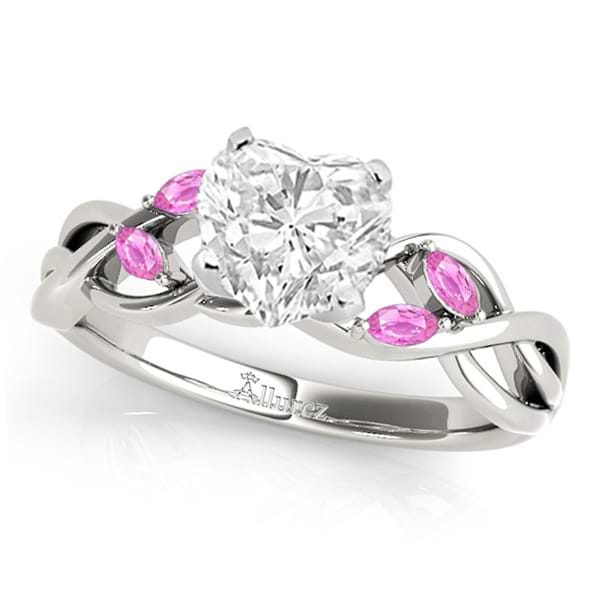 Twisted Heart Pink Sapphires Vine Leaf Engagement Ring Platinum (1.50ct)