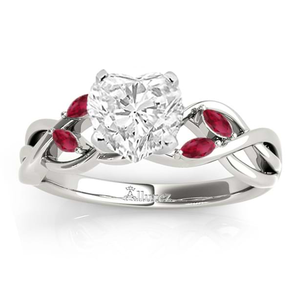 Ruby Marquise Vine Leaf Engagement Ring 14k White Gold (0.20ct)