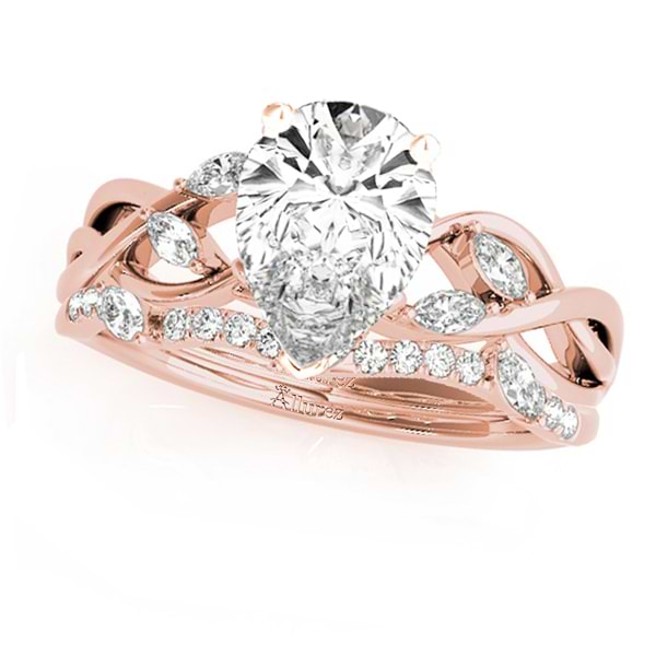 Twisted Pear Diamonds Bridal Sets 14k Rose Gold (1.23ct)