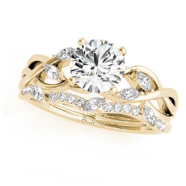 Twisted Round Moissanites Bridal Sets 14k Yellow Gold (1.73ct)