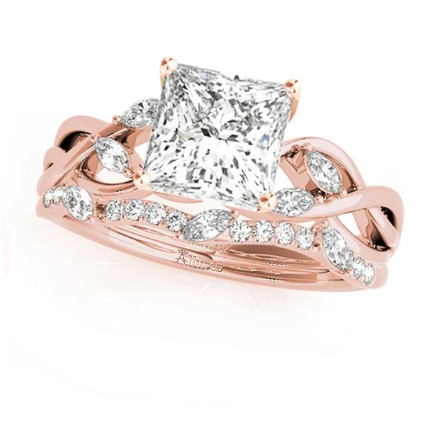 Twisted Princess Diamonds Bridal Sets 18k Rose Gold (1.23ct)