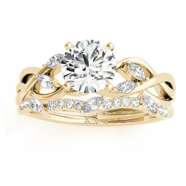Diamond Marquise Vine Leaf Bridal Set Setting 18k Yellow Gold (0.43ct)