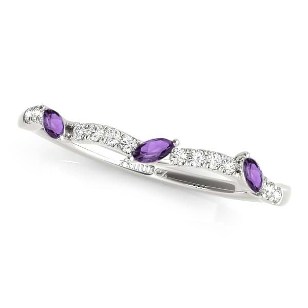 Twisted Round Amethysts & Moissanites Bridal Sets 18k White Gold (0.73ct)
