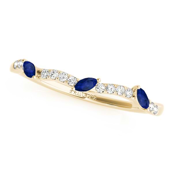Twisted Round Blue Sapphires & Moissanites Bridal Sets 18k Yellow Gold (1.23ct)