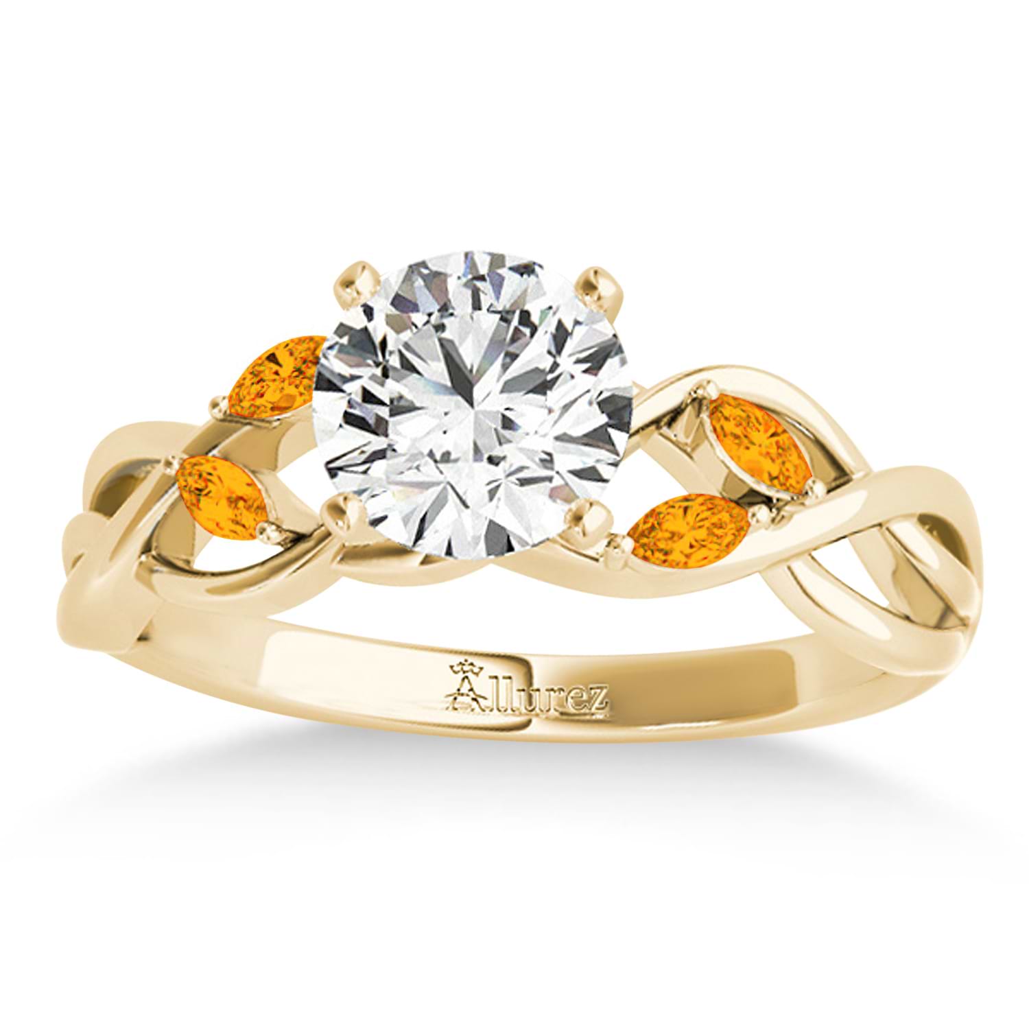 Marquise Citrine & Diamond Bridal Set Setting 18k Yellow Gold (0.43ct)