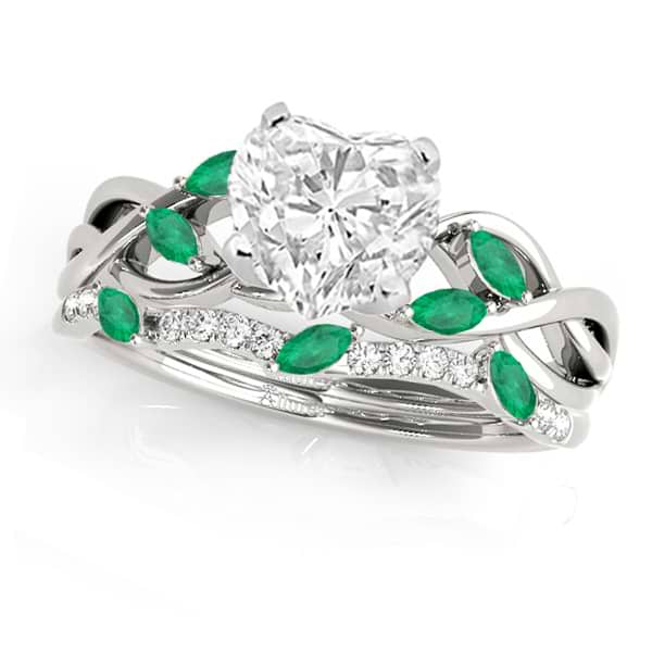 Twisted Heart Emeralds & Diamonds Bridal Sets Palladium (1.73ct)
