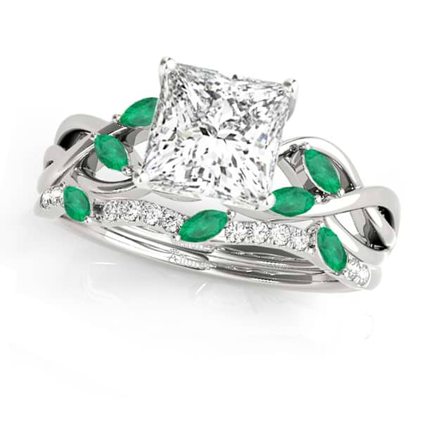 Twisted Princess Emeralds & Diamonds Bridal Sets Palladium (0.73ct)