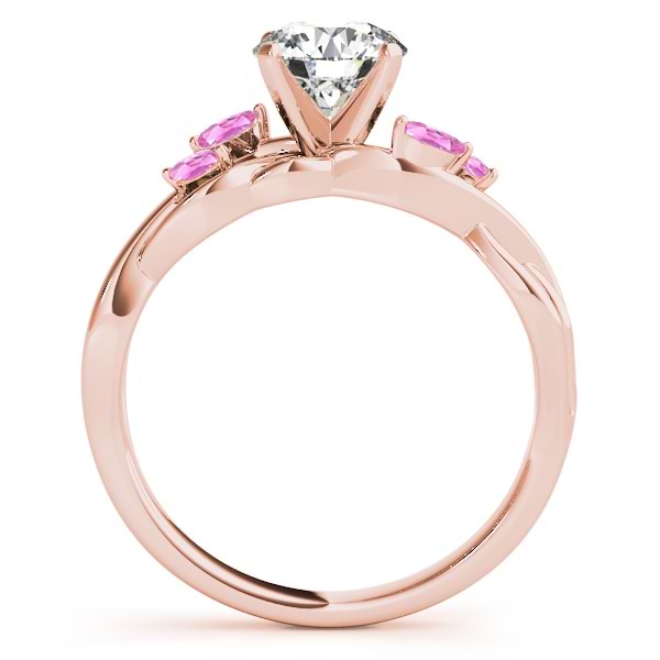 Twisted Round Pink Sapphires & Moissanites Bridal Sets 14k Rose Gold (1.23ct)