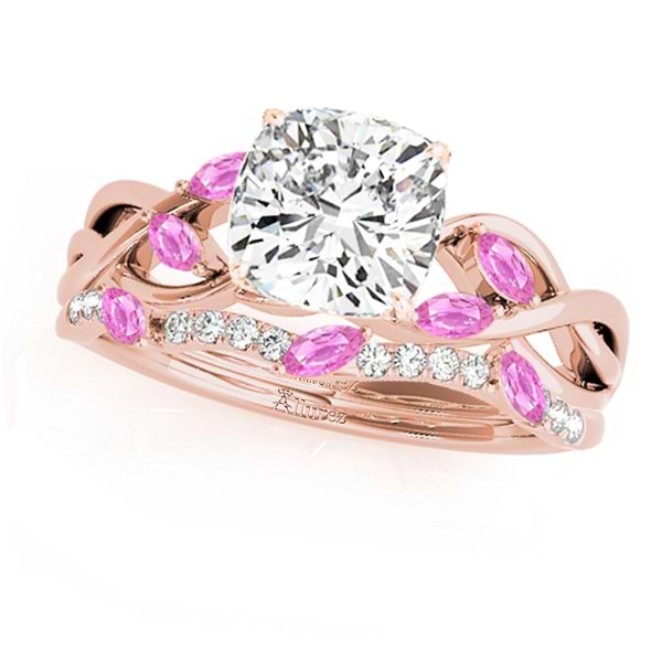 Twisted Cushion Pink Sapphires & Diamonds Bridal Sets 18k Rose Gold (1.73ct)