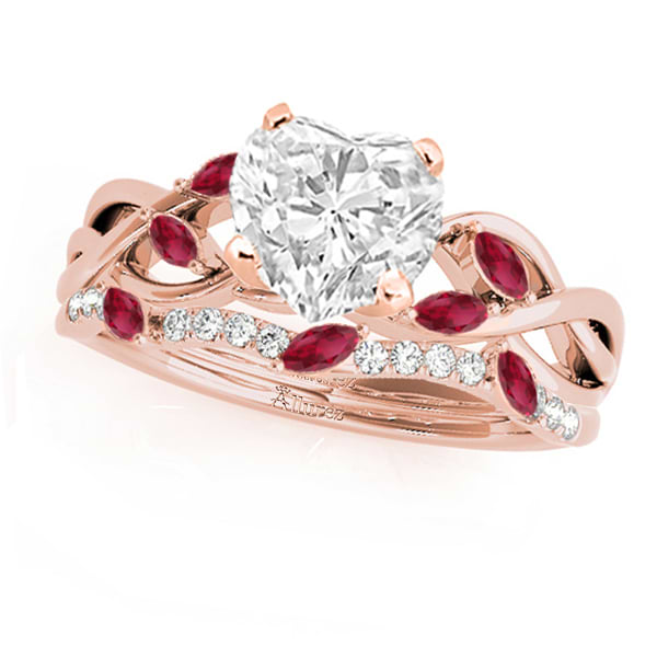 Twisted Heart Rubies & Diamonds Bridal Sets 18k Rose Gold (1.23ct)