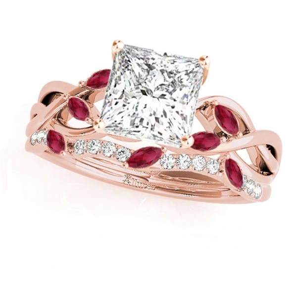 Twisted Princess Rubies & Diamonds Bridal Sets 18k Rose Gold (1.23ct)