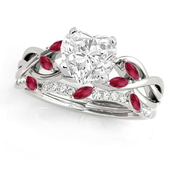 Twisted Heart Rubies & Diamonds Bridal Sets 18k White Gold (1.73ct)