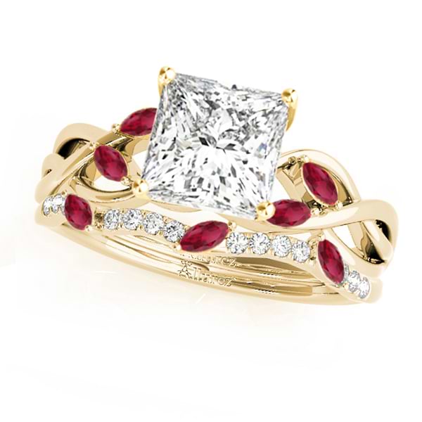 Twisted Princess Rubies & Diamonds Bridal Sets 18k Yellow Gold (0.73ct)