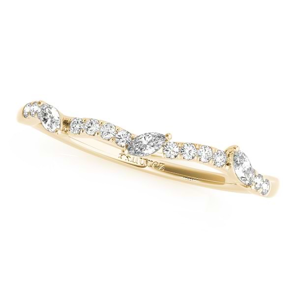 Lab Grown Diamond Contoured Marquise Wedding Band Ring 18k Yellow Gold (0.23ct)