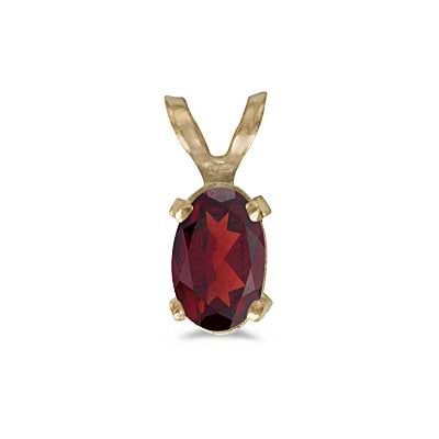 Oval Garnet Solitaire Pendant Necklace in 14K Yellow Gold (0.55ct)