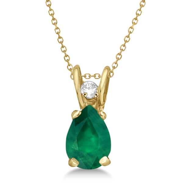Pear Emerald and Diamond Pendant 14K Yellow Gold (0.45tcw)
