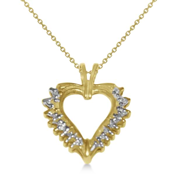Diamond Heart Pendant Necklace in 14k Yellow Gold (0.10ct)