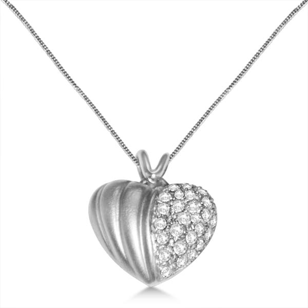 Diamond Heart Pendant Necklace in 14k White Gold (0.28ct)