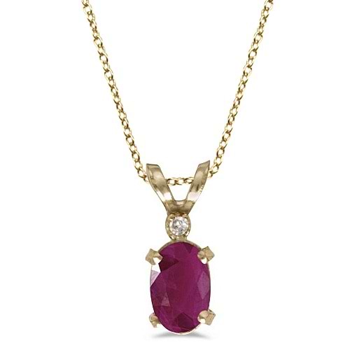 Ruby & Diamond Solitaire Filagree Pendant 14K Yellow Gold (0.60ct)