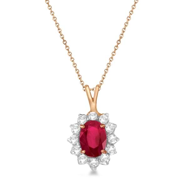 Ruby & Diamond Accented Pendant Necklace 14k Rose Gold (1.80ctw)