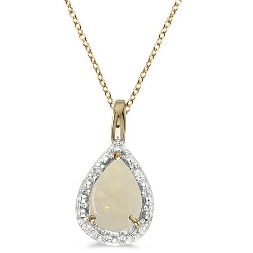 Pear Shaped Opal Pendant Necklace 14k Yellow Gold (0.85ct)