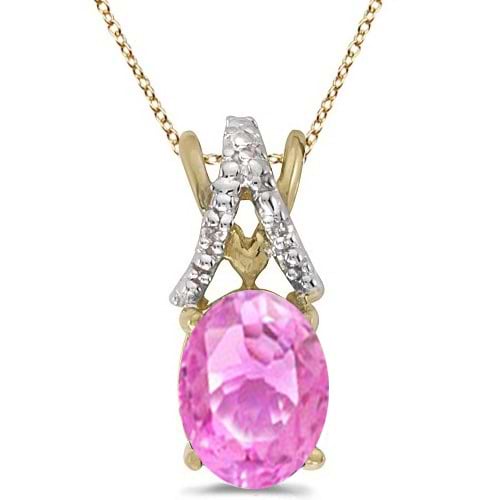 Pink Sapphire & Diamond Solitaire Pendant 14k Yellow Gold (1.40tcw)