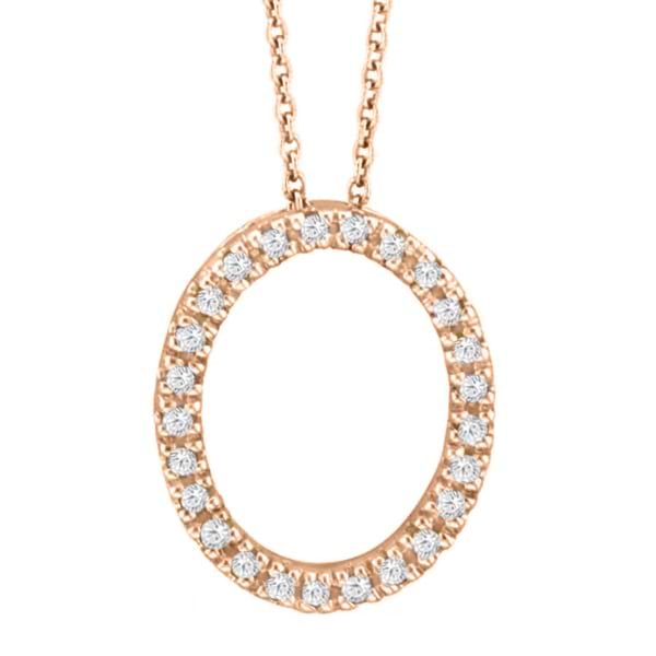 Diamond Oval Pendant Necklace 14k Rose Gold (0.25ct)