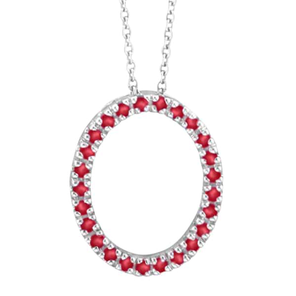 Ruby Oval Pendant Necklace w/ Chain 14k White Gold (0.25ct)