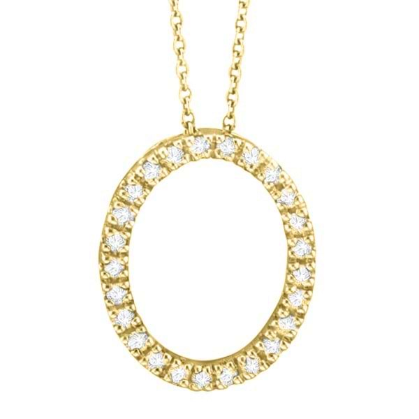 Diamond Oval Pendant Necklace 14k Yellow Gold (0.25ct)