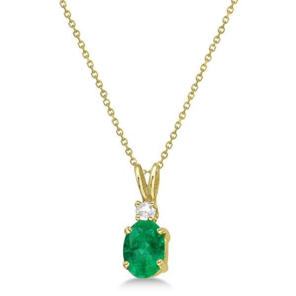 Oval Emerald Pendant with Diamonds 14K Yellow Gold (0.71ctw)