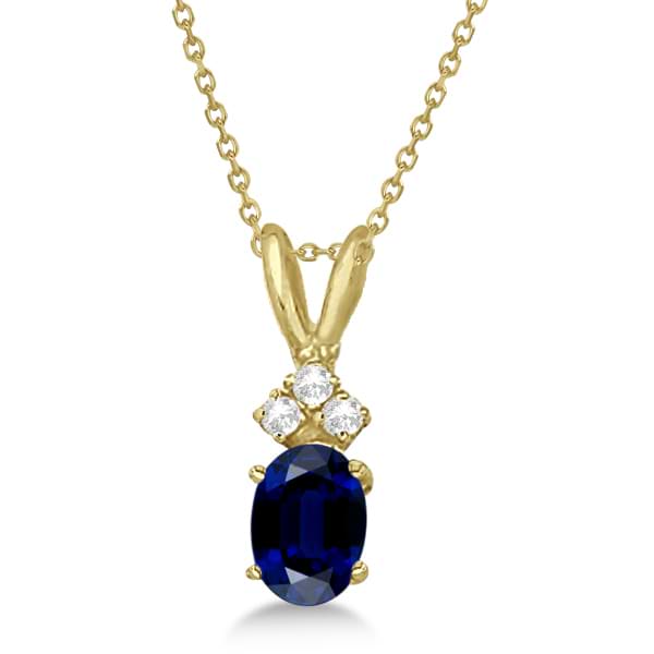 Oval Sapphire Pendant with Diamonds 14K Yellow Gold (1.12ctw)