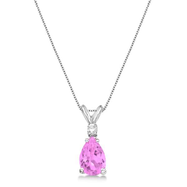 Pear Lab Pink Sapphire & Diamond Solitaire Pendant Necklace 14k White Gold (0.75ct)