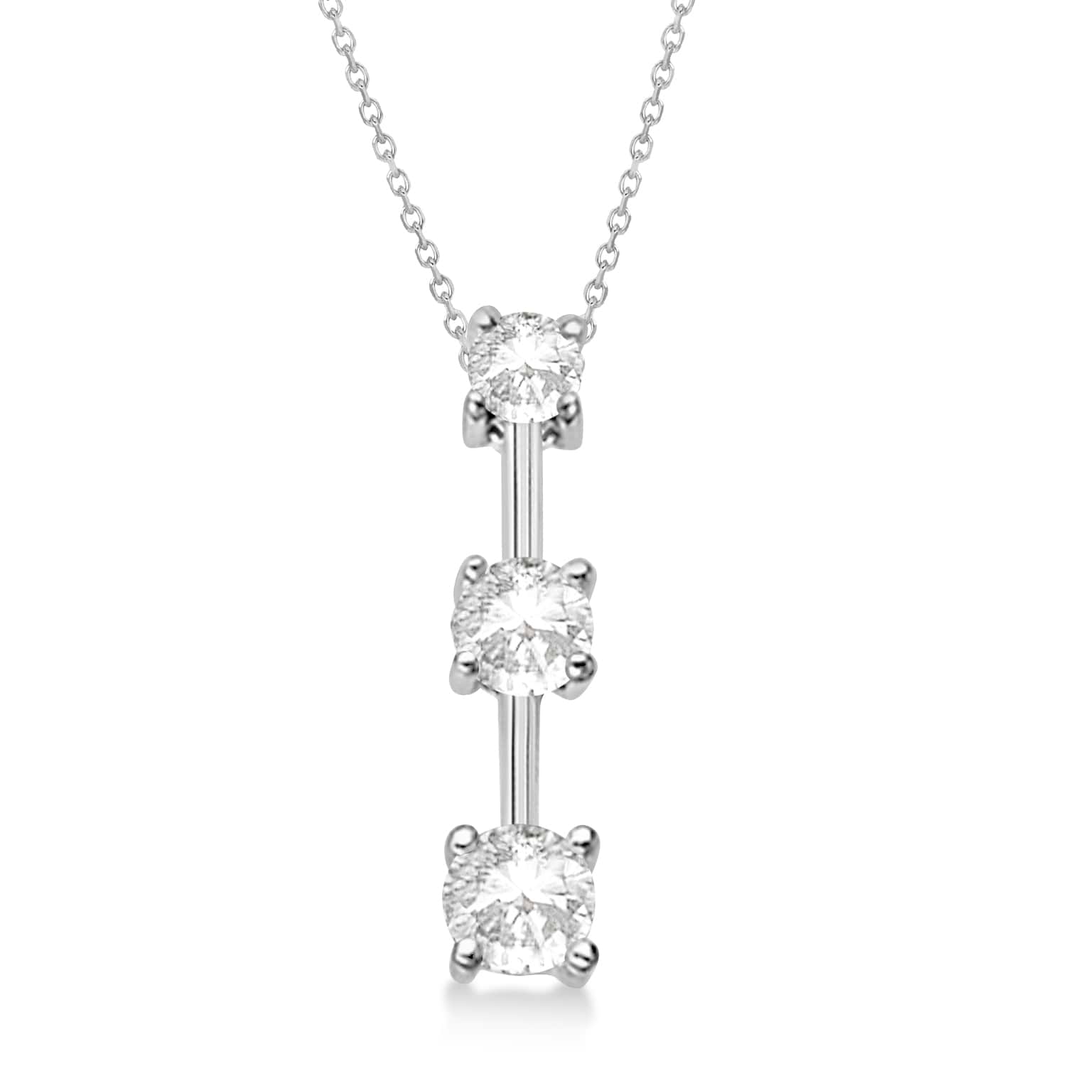 Three-Stone Graduated Lab Diamond Pendant Necklace 14k White Gold (0.50ct)