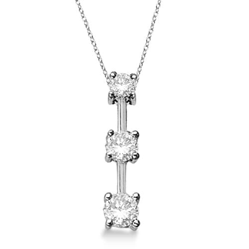 Three-Stone Graduated Lab Diamond Pendant Necklace 14k White Gold (0.25ct)