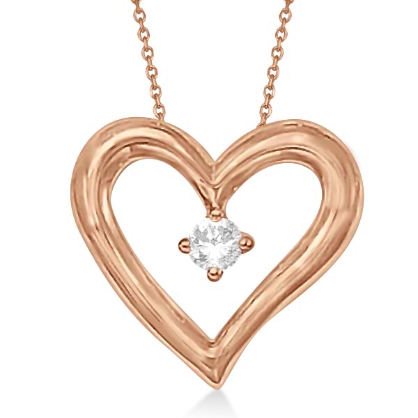 Open Heart Diamond Pendant Necklace in 14K Rose Gold (0.05ct)