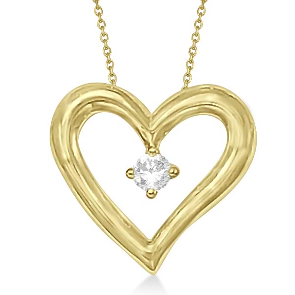 Open Heart Diamond Pendant Necklace in 14K Yellow Gold (0.05ct)
