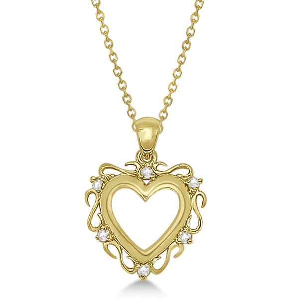 Infinity Diamond Open Heart Pendant Necklace 14K Yellow Gold (0.10ct)