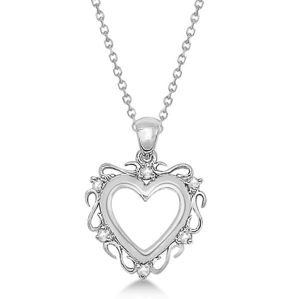 Infinity Diamond Open Heart Pendant Necklace 14K White Gold (0.10ct)