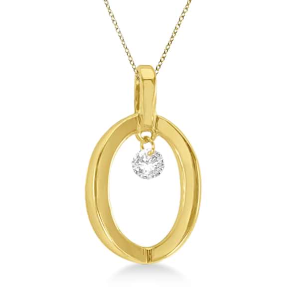 Oval Shape Diamond Solitaire Pendant Necklace 14k Yellow Gold (0.10ct)