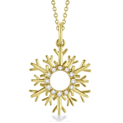 Snowflake Diamond Pendant Necklace 14k Yellow Gold (0.10ct)